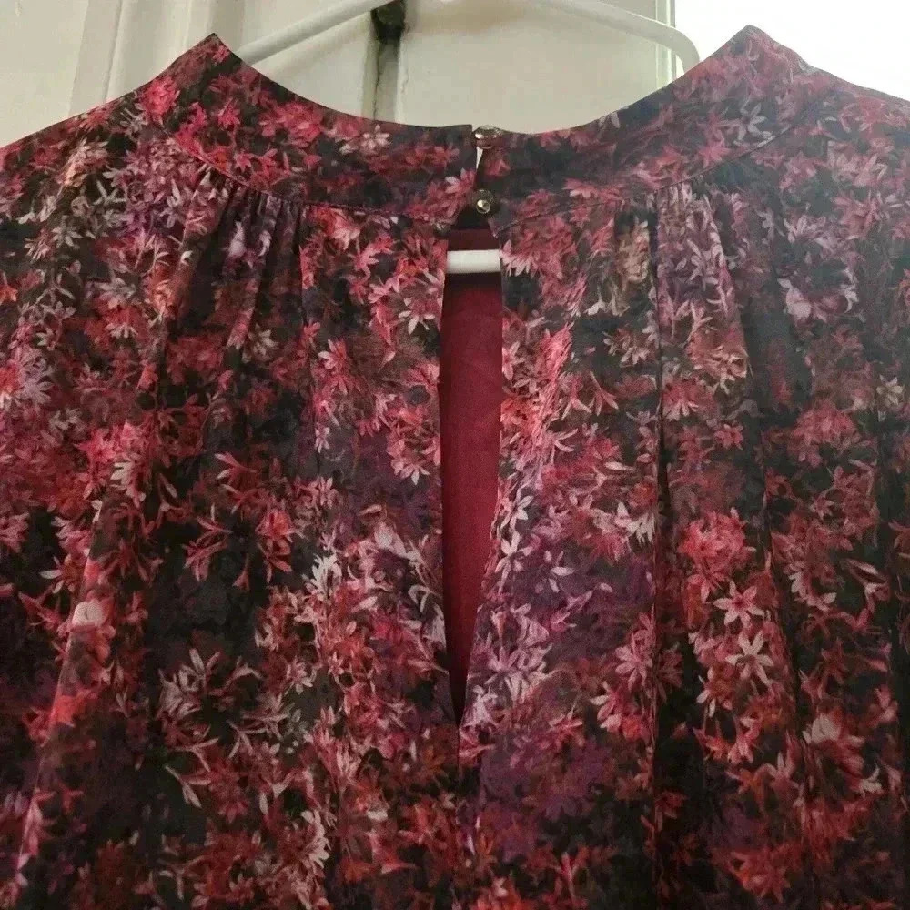 Mark + James Badgley Mischka Long Sleeve Trapeze Dress - Pink Multi Size 14 - Picture 8 of 12